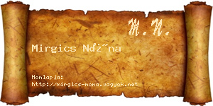 Mirgics Nóna névjegykártya